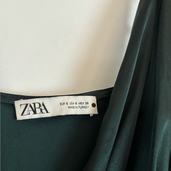 Zara Emerald Green Silky Dress - Picture 4 of 5